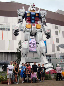 Gigantic Gundam replica looms over KCP students at Odaiba